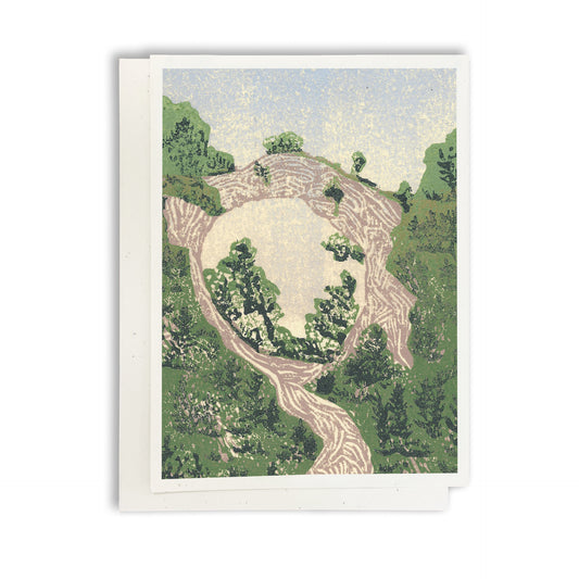 Arch Rock from Below #2 Blank Greeting Card - A casually elegant card featuring Mackinac Island art by printmaker Natalia Wohletz of Peninsula Prints.