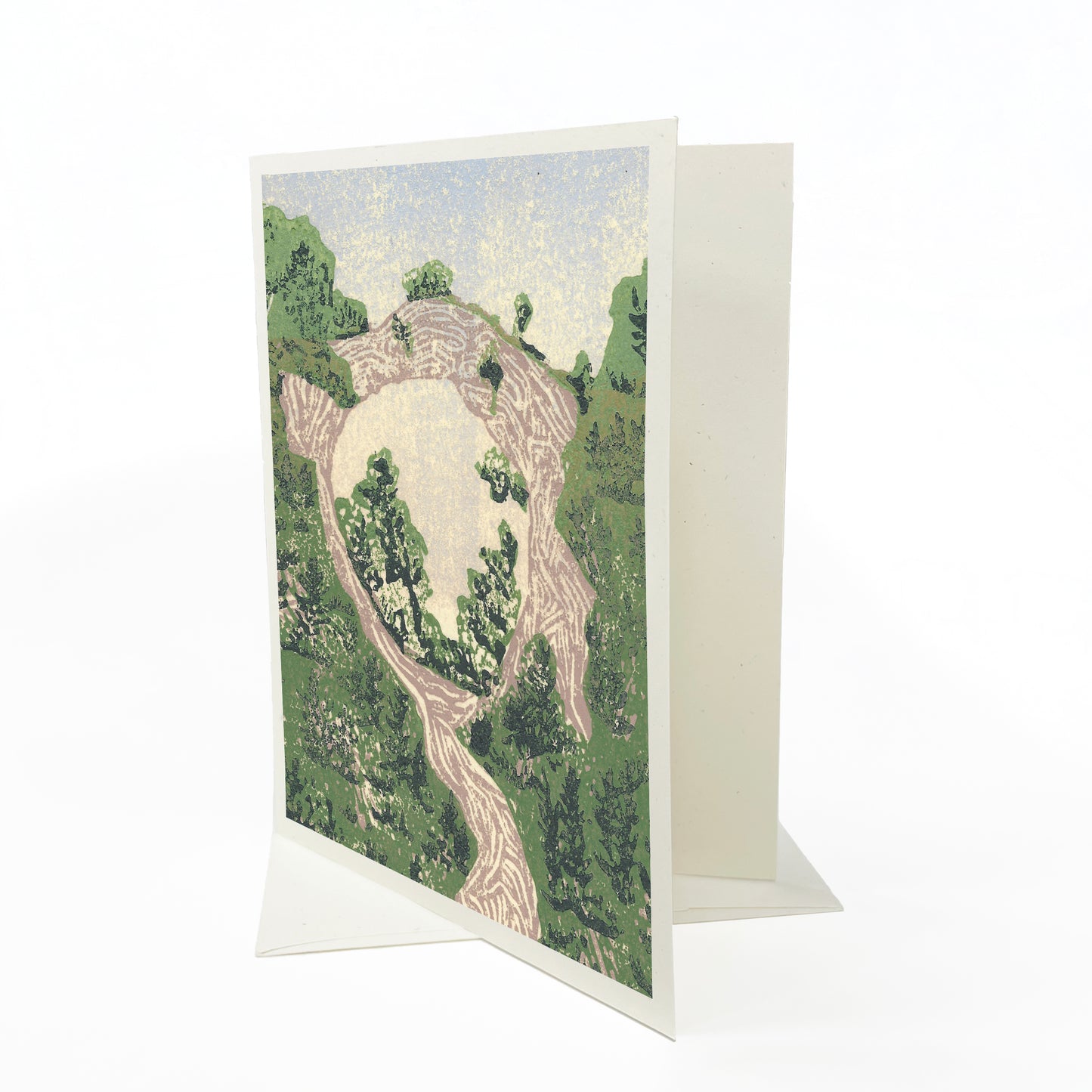 Arch Rock from Below #2 Blank Greeting Card - A casually elegant card featuring Mackinac Island art by printmaker Natalia Wohletz of Peninsula Prints.