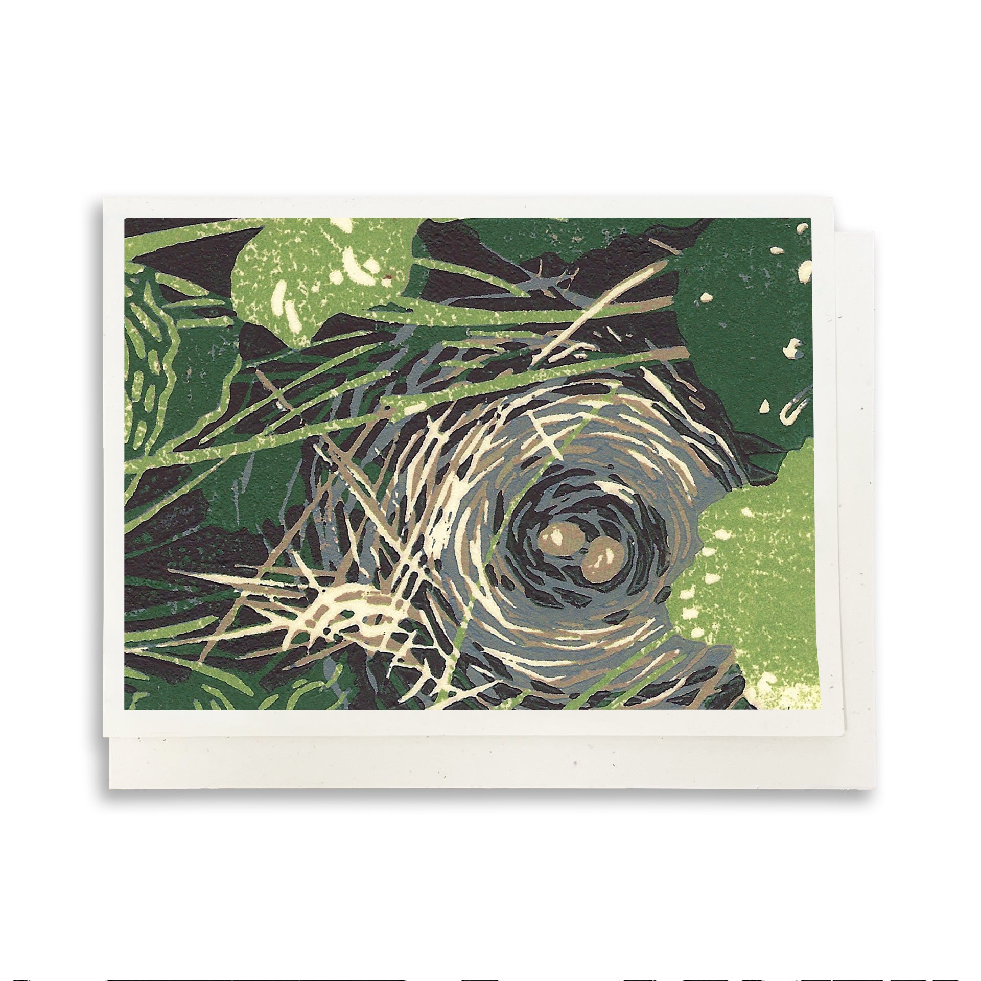 A casually elegant card featuring Michigan wildlife art by Natalia Wohletz titled Bird's Nest.