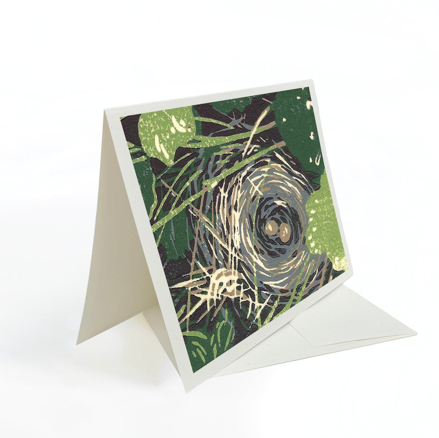 A casually elegant card featuring Michigan wildlife art by Natalia Wohletz titled Bird's Nest.
