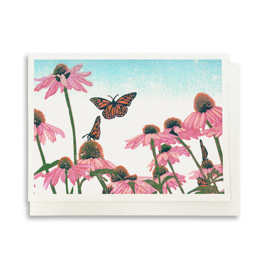 A casually elegant card featuring floral art by Natalia Wohletz titled Coneflower Patch.