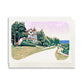 A casually elegant card featuring Mackinac Island art by Natalia Wohletz titled East Bluff Glow.