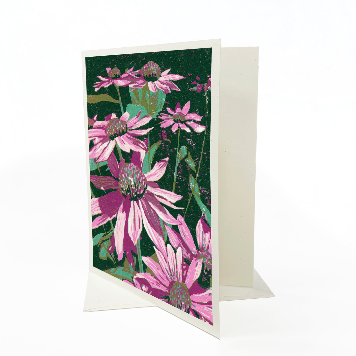 A casually elegant card featuring floral art by Natalia Wohletz titled Echinacea.