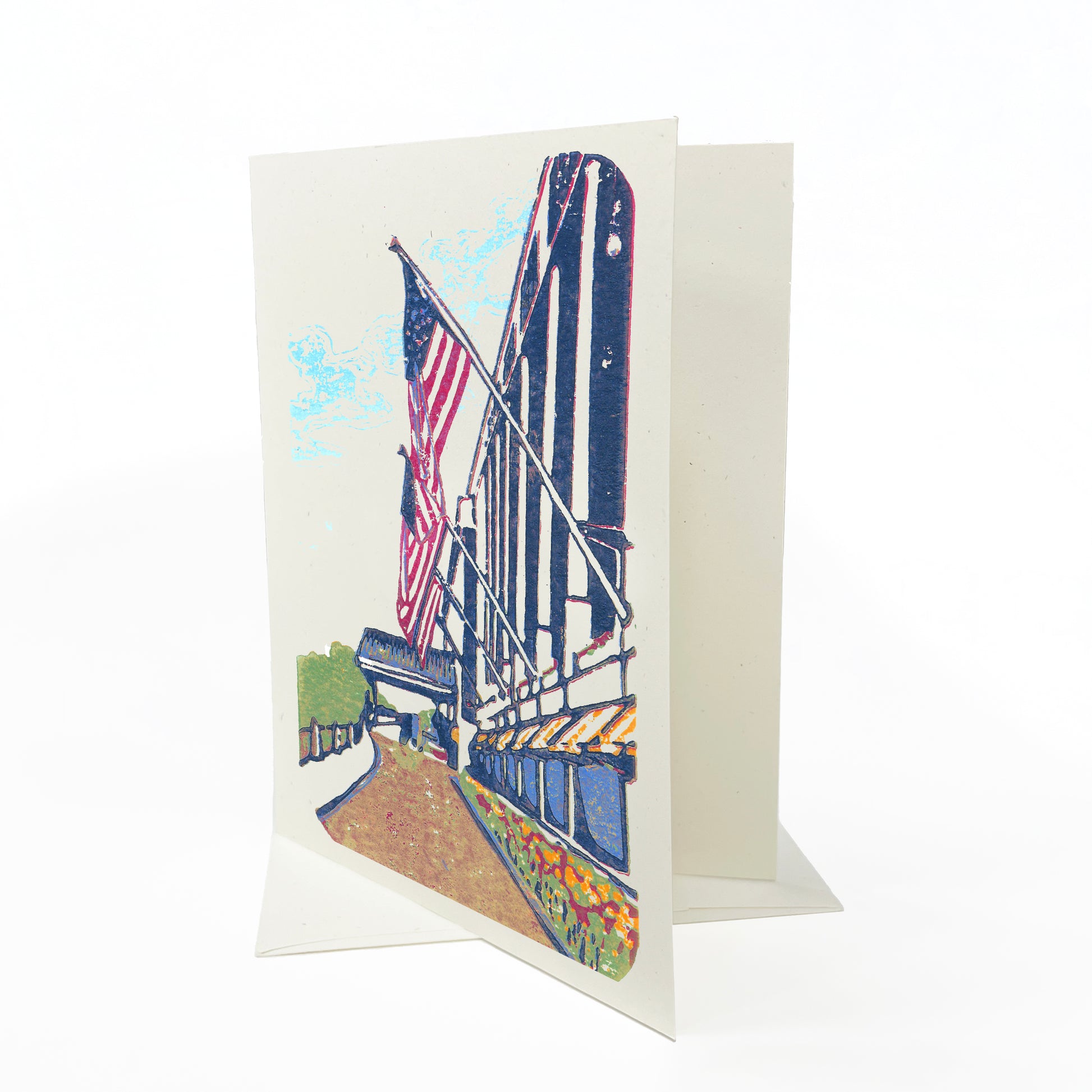 A casually elegant card featuring Grand Hotel art by Natalia Wohletz of Peninsula Prints titled Grand Flags.