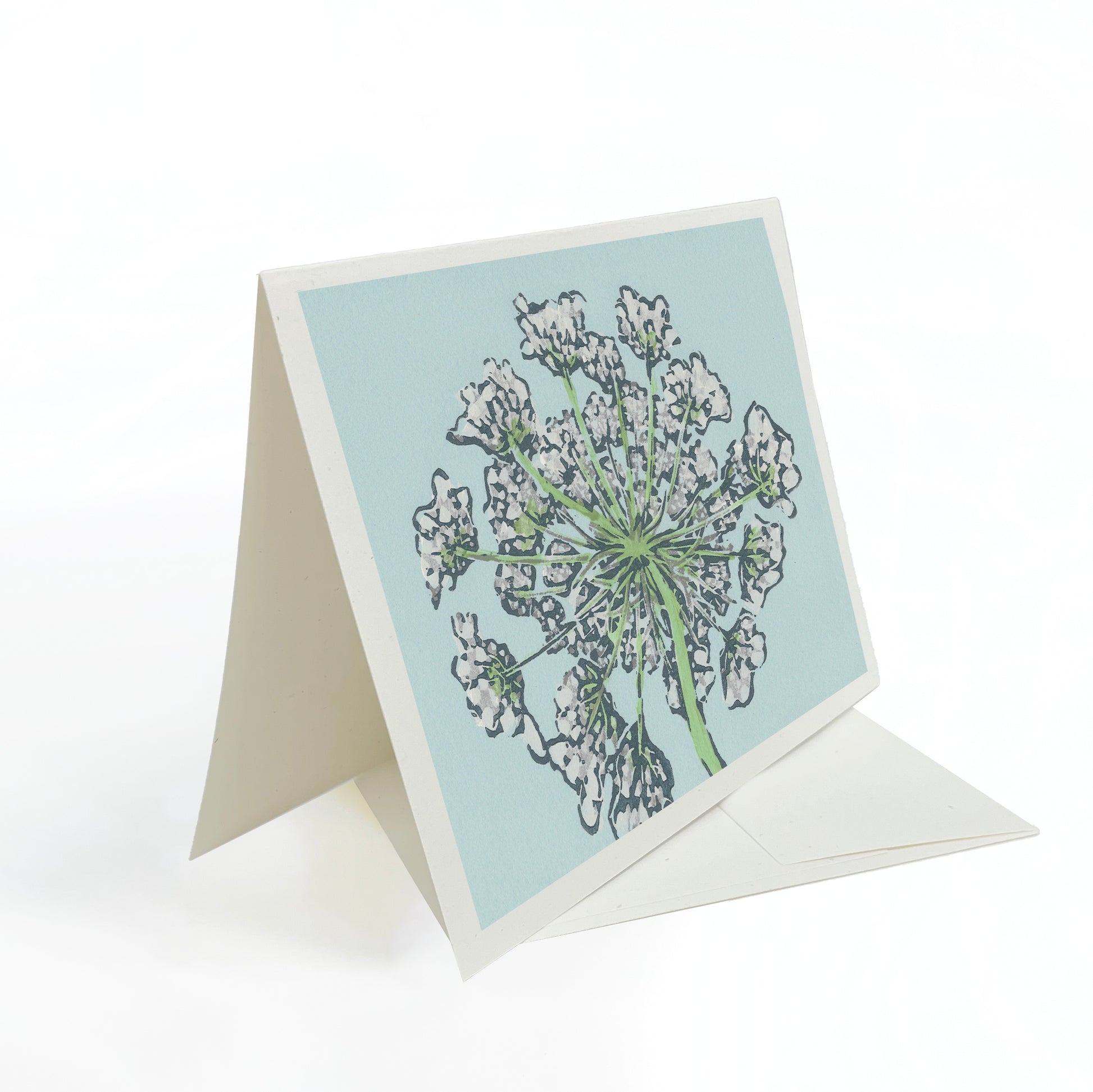 A casually elegant card featuring Michigan wildflowers art by Natalia Wohletz titled Queen Anne's Lace.
