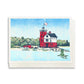 A casually elegant card featuring Round Island Lighthouse art by Natalia Wohletz of Peninsula Prints titled Round Island Light. 