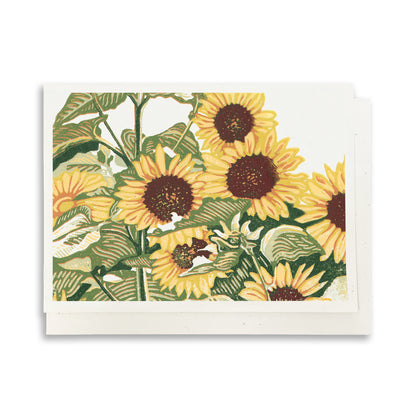 A casually elegant card featuring flower art by Natalia Wohletz of Peninsula Prints titled Sunflower Patch.