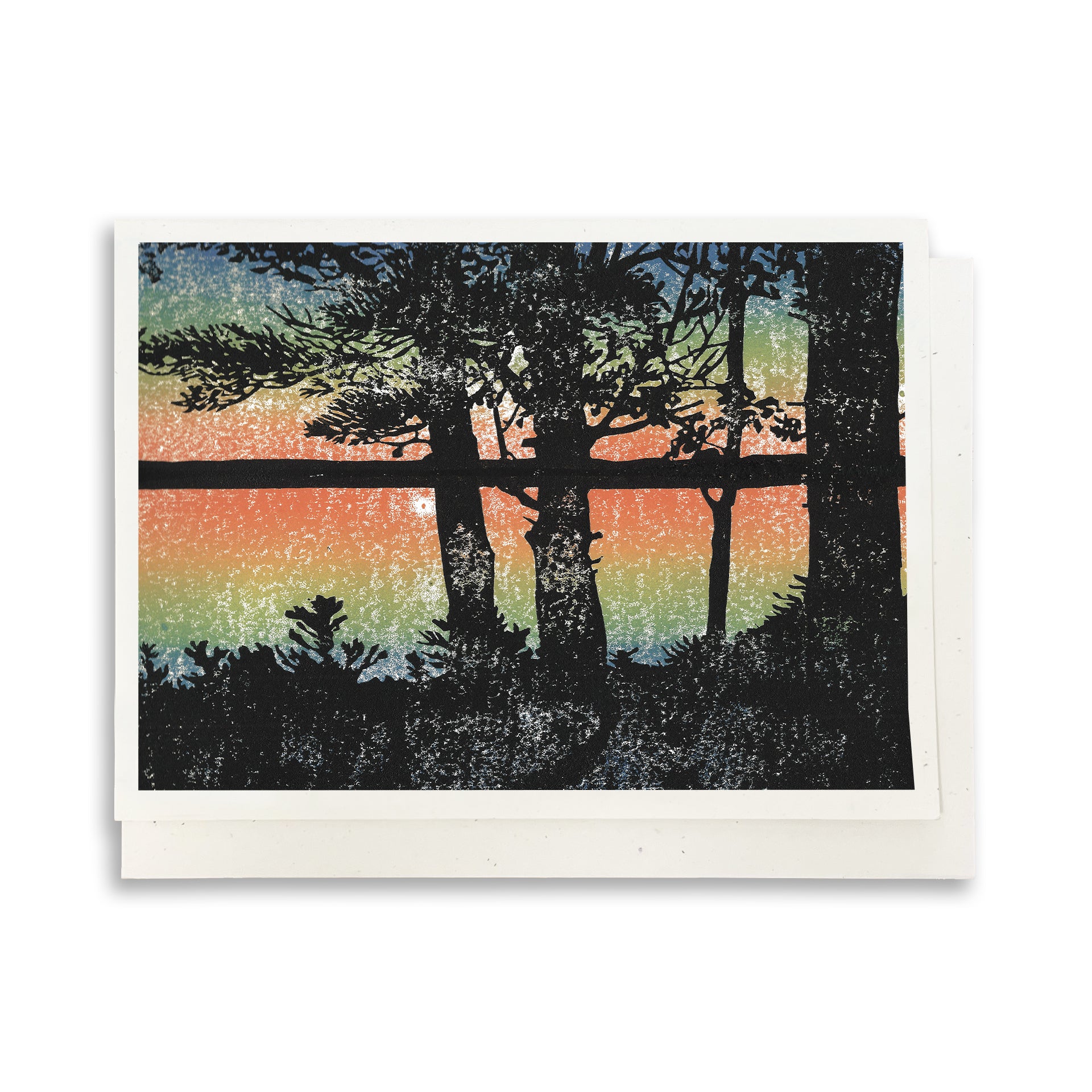 A casually elegant card featuring Michigan landscapes art by Natalia Wohletz of Peninsula Prints titled Sunset.