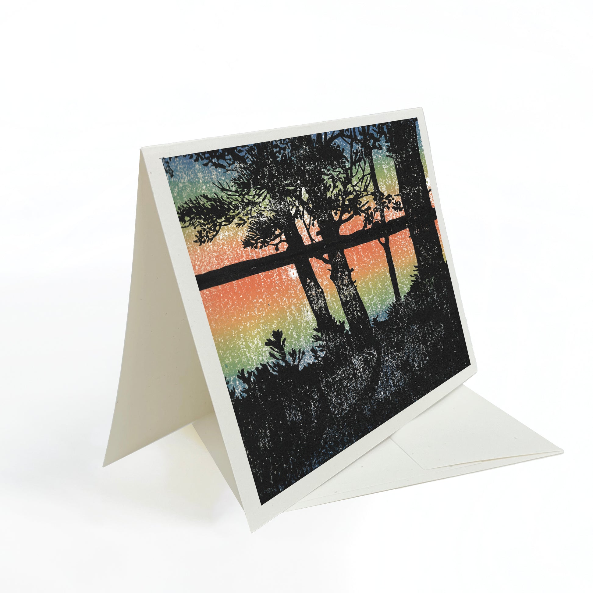 A casually elegant card featuring Michigan landscapes art by Natalia Wohletz of Peninsula Prints titled Sunset.