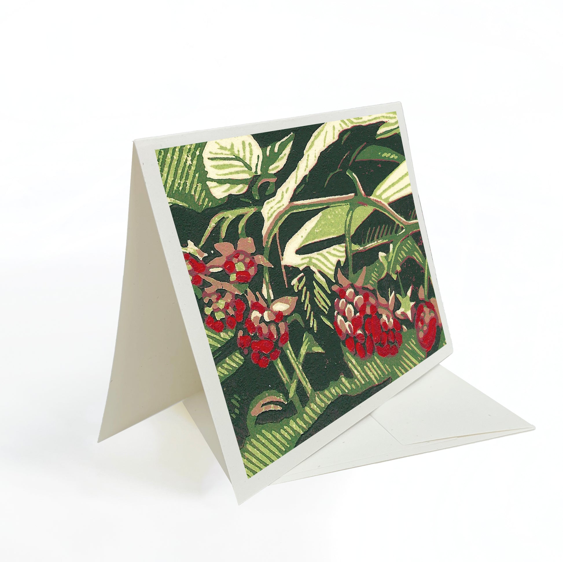 A casually elegant card featuring floral art by Natalia Wohletz of Peninsula Prints titled Wild Raspberries.