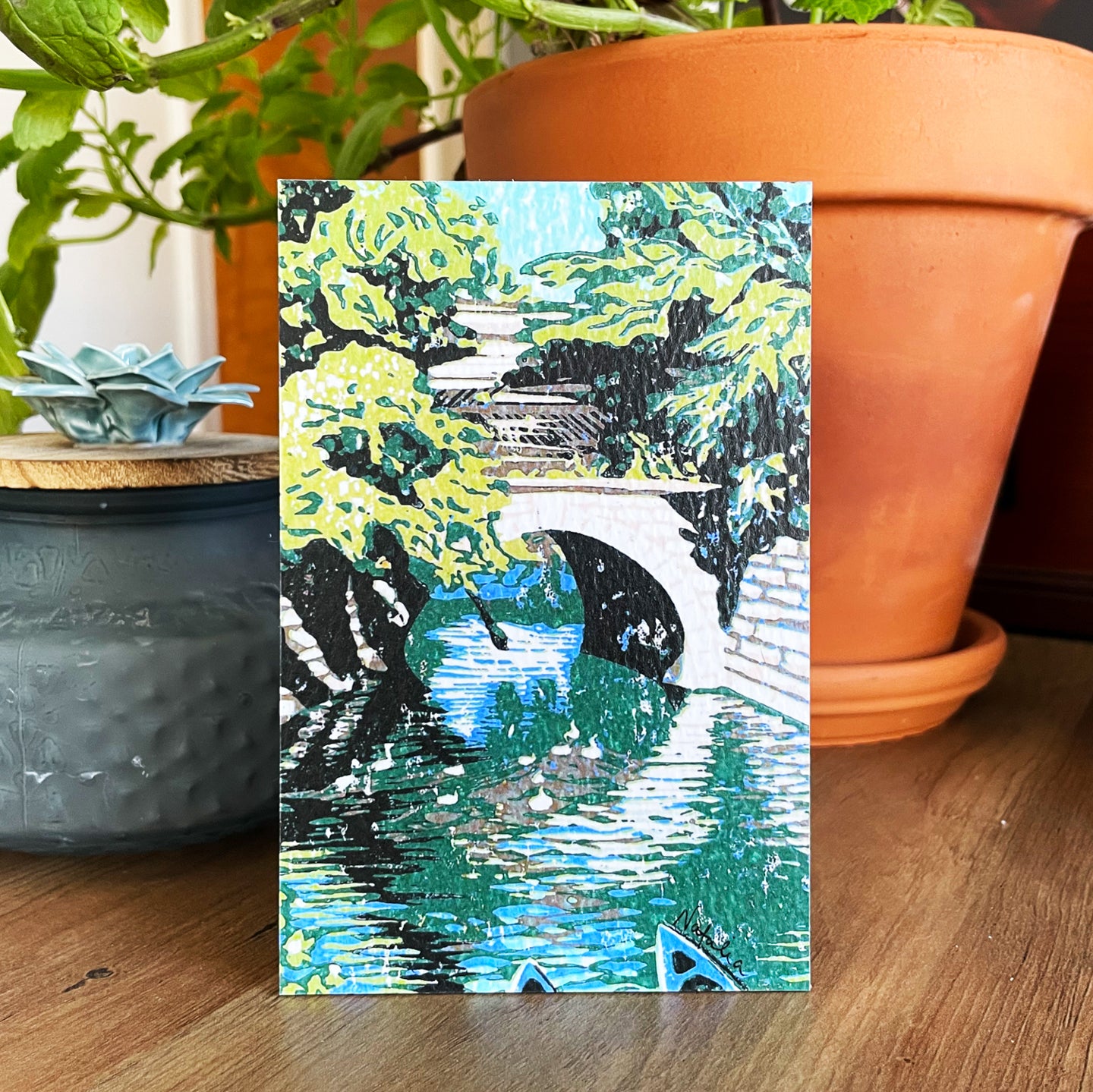 Michigan landscapes art by Natalia Wohletz of Peninsula Prints titled Huron River Bridge.