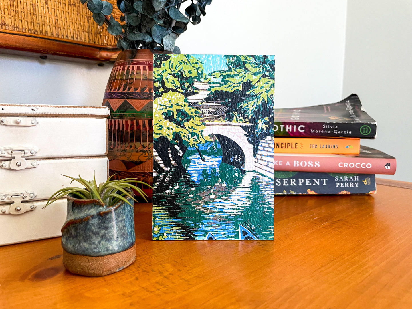 Michigan landscapes art by Natalia Wohletz of Peninsula Prints titled Huron River Bridge.