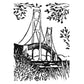 Mackinac Bridge art by printmaker Natalia Wohletz of Peninsula Prints titled Mighty Mac Shore View.