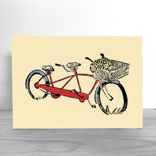 Red Tandem Giclée Fine Art Print by printmaker Natalia Wohletz of Peninsula Prints.