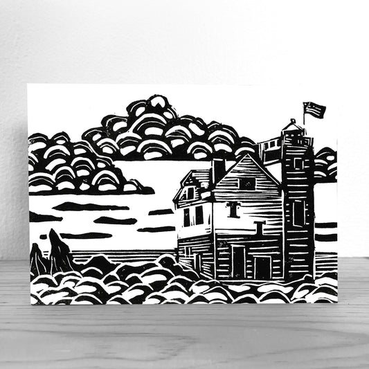 Round Island Lighthouse Giclée Fine Art Print by printmaker Natalia Wohletz of Peninsula Prints.