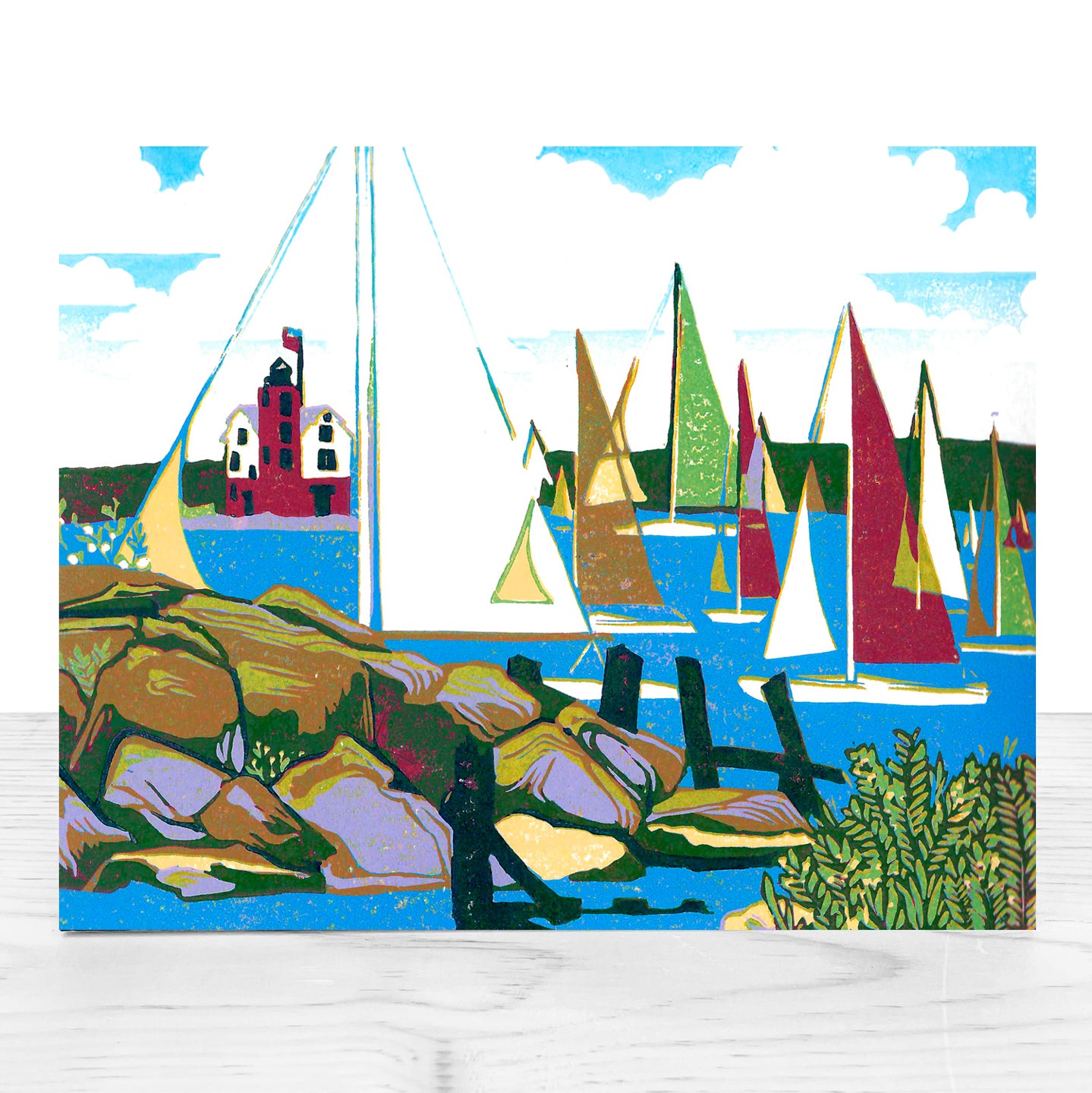 Great Lakes sailing art by Natalia Wohletz of Peninsula Prints titled Yacht Race.