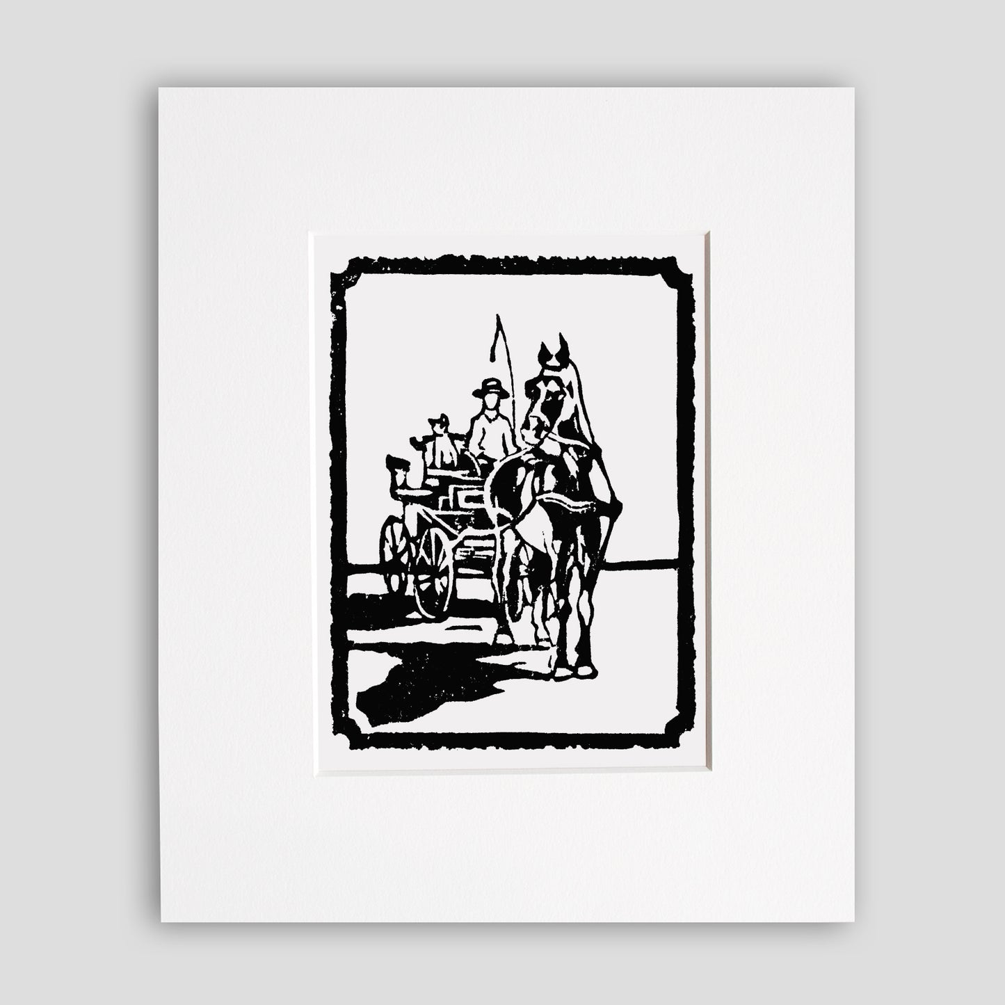 Mini Carriage Ride Original Block Print