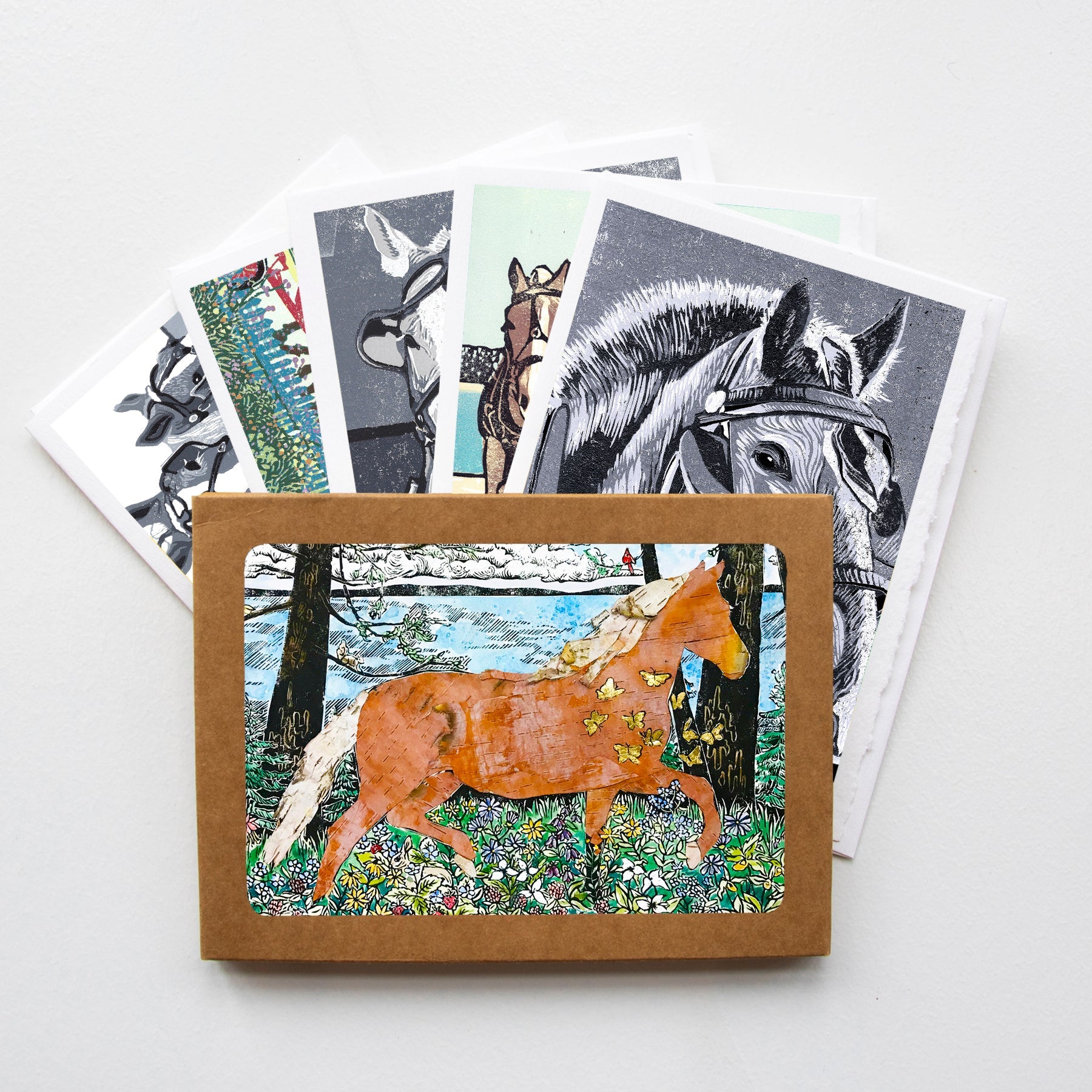 A casually elegant card set featuring Mackinac Island horses art by Natalia Wohletz of Peninsula Prints.