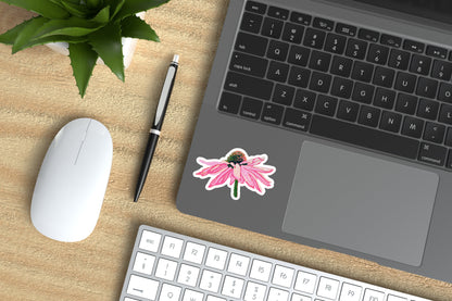 Echinacea Coneflower Vinyl Sticker by Natalia Wohletz of Peninsula Prints.