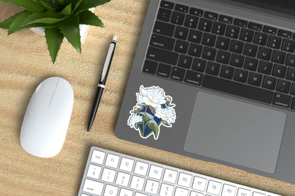 Peony Flower Vinyl Sticker by Mackinac Island Artist Natalia Wohletz of Peninsula Prints.
