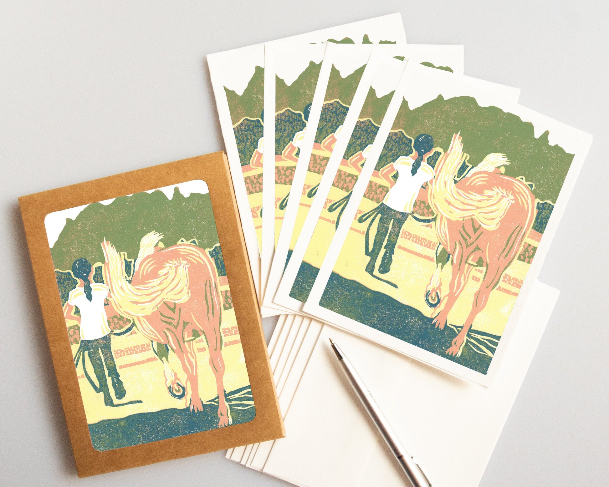 A casually elegant card set featuring horse art by Natalia Wohletz titled Forever Friends.