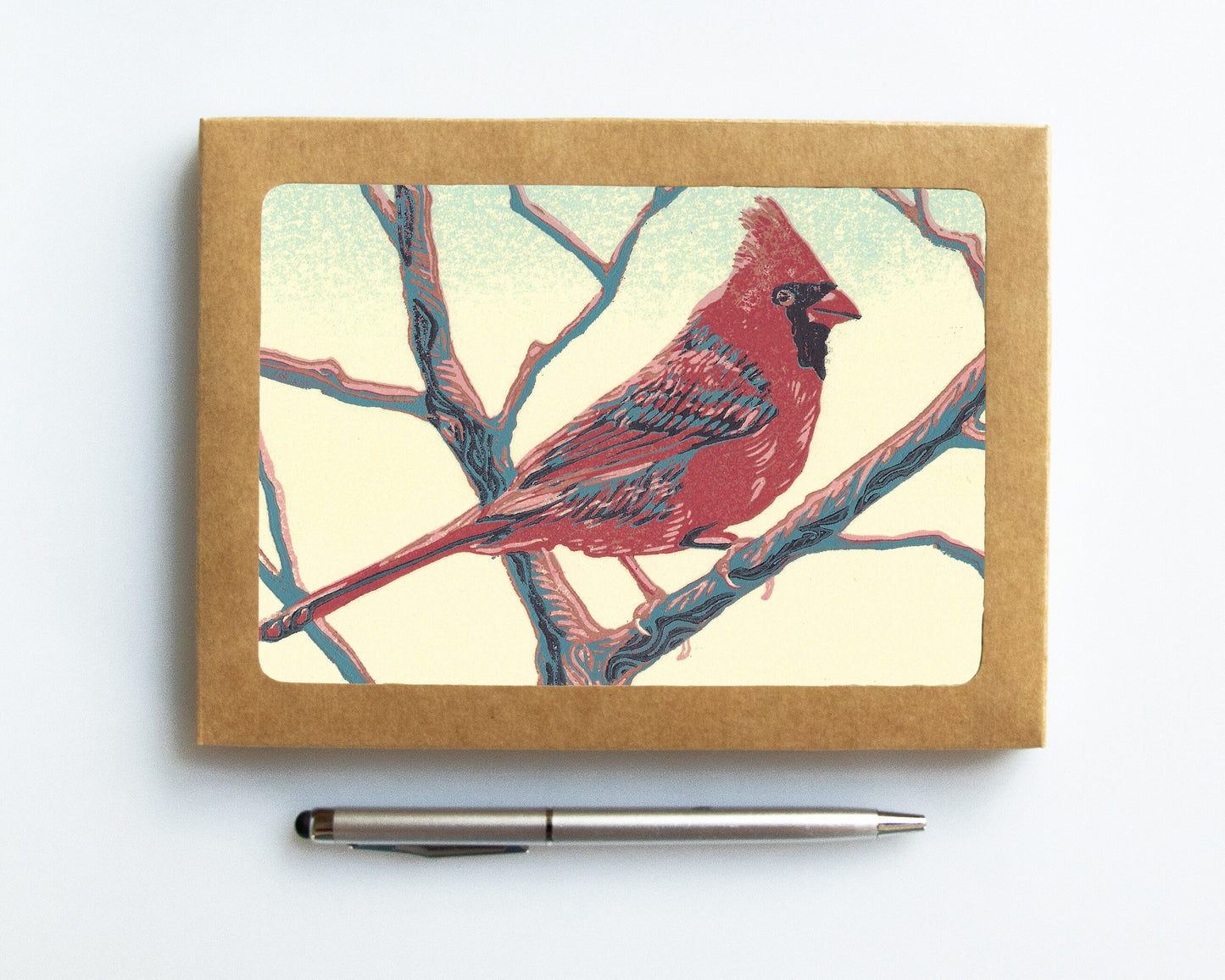 A casually elegant card set featuring Michigan wildlife art by Natalia Wohletz titled Cardinal.