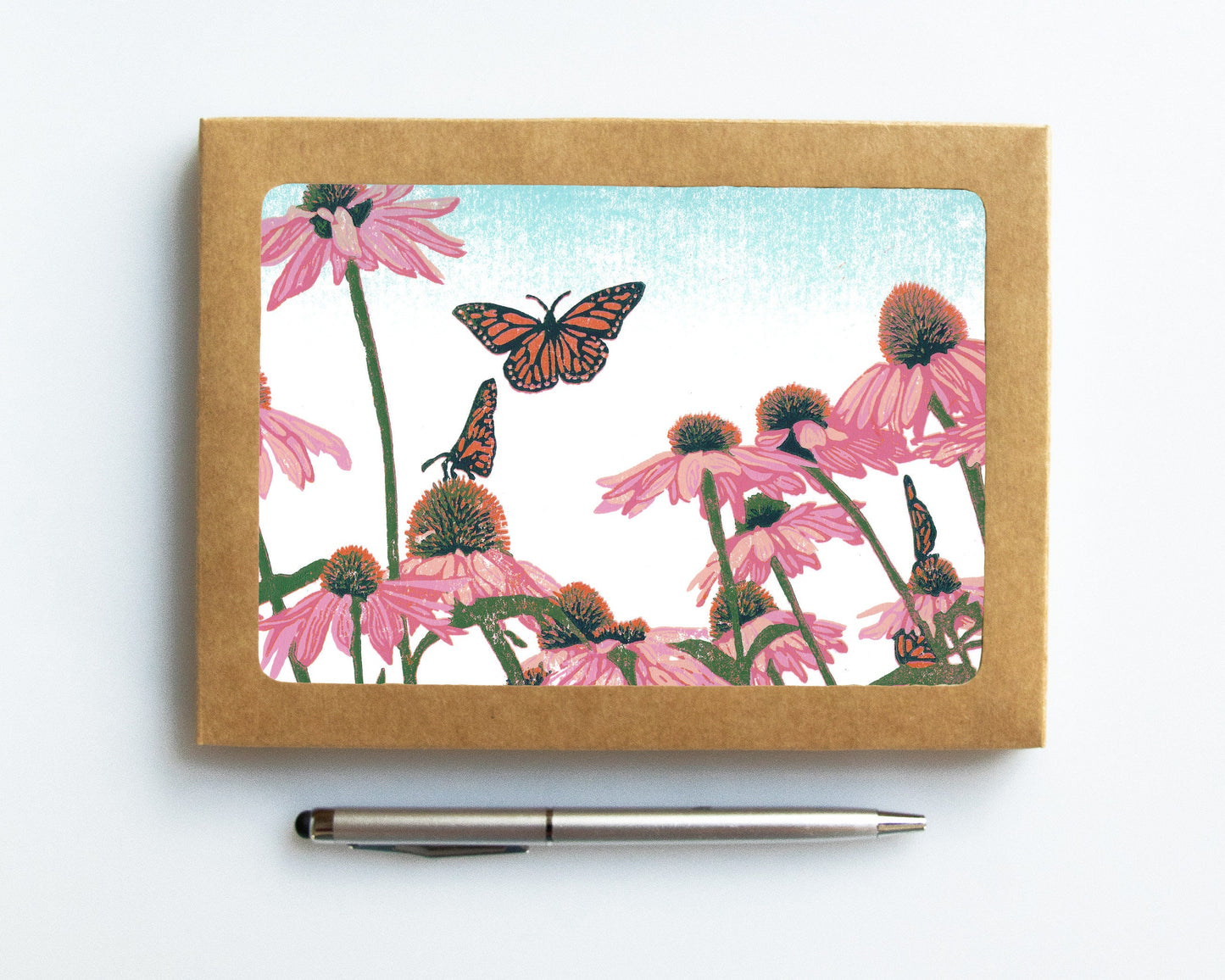 A casually elegant card set featuring floral art by Natalia Wohletz titled Coneflower Patch.
