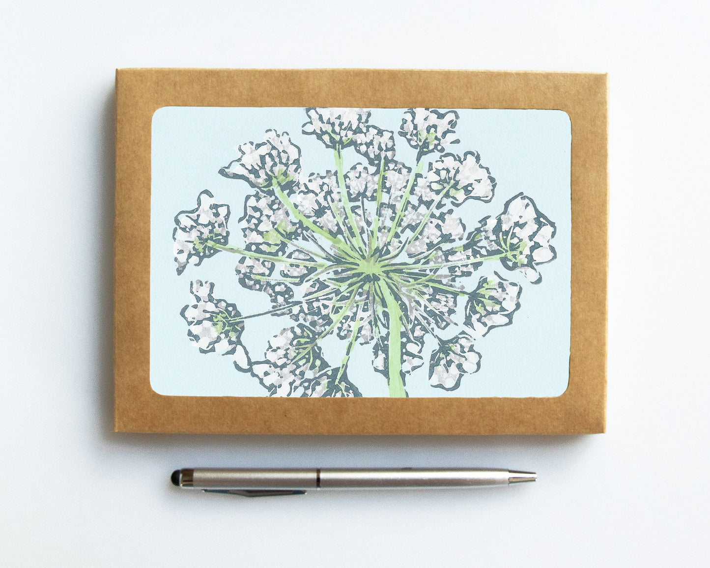 A casually elegant card set featuring Michigan wildflowers art by Natalia Wohletz titled Queen Anne's Lace.