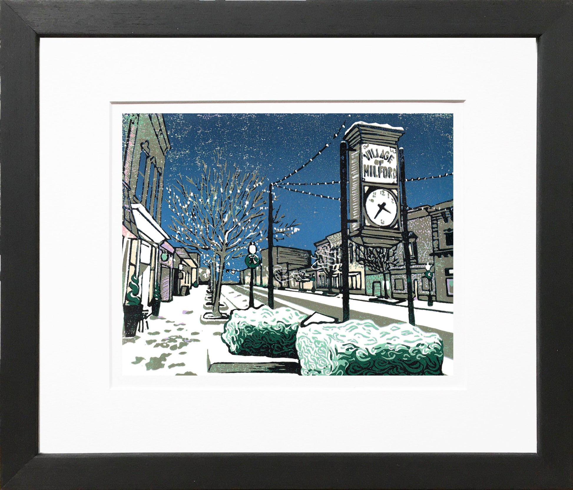 Contemporary Milford, Michigan, art by Natalia Wohletz of Peninsula Prints titled Milford Lights.